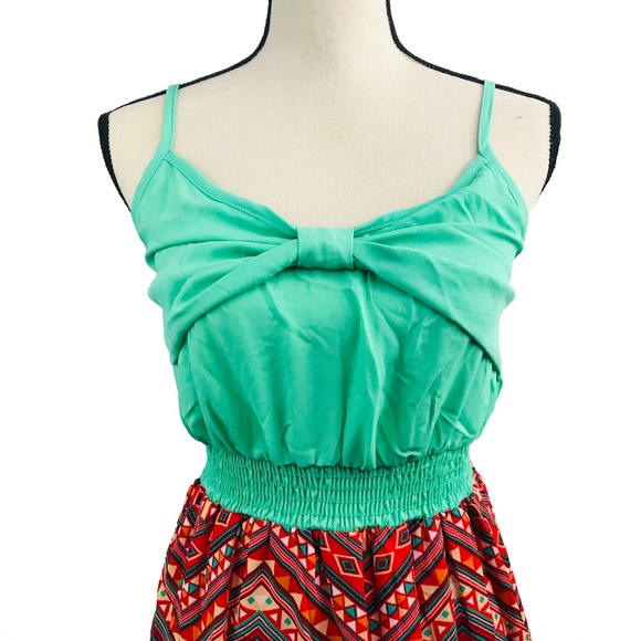 DONATED 🎁 5 for $25 🎁 Stylebook Mint & Orange Print Dress - Picture 2 of 3